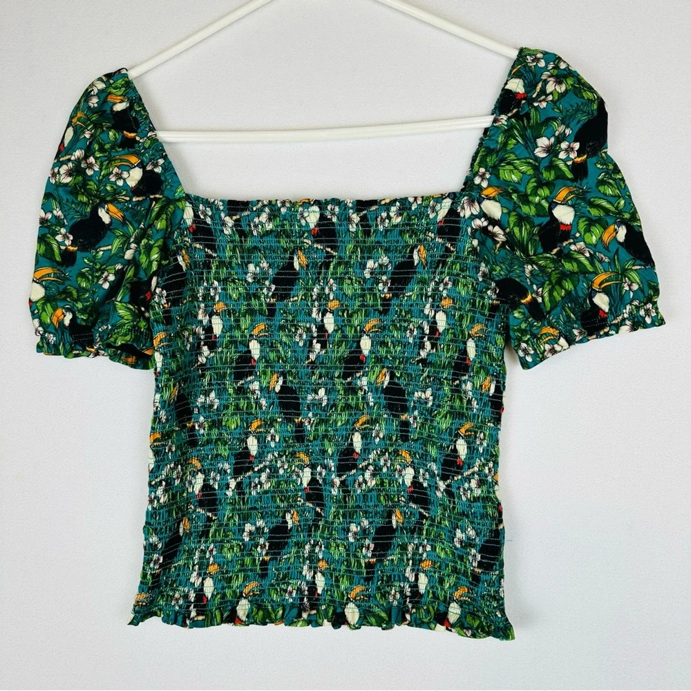 Dolan Anthropologie Smocked Toucan Top - Picture 3 of 8